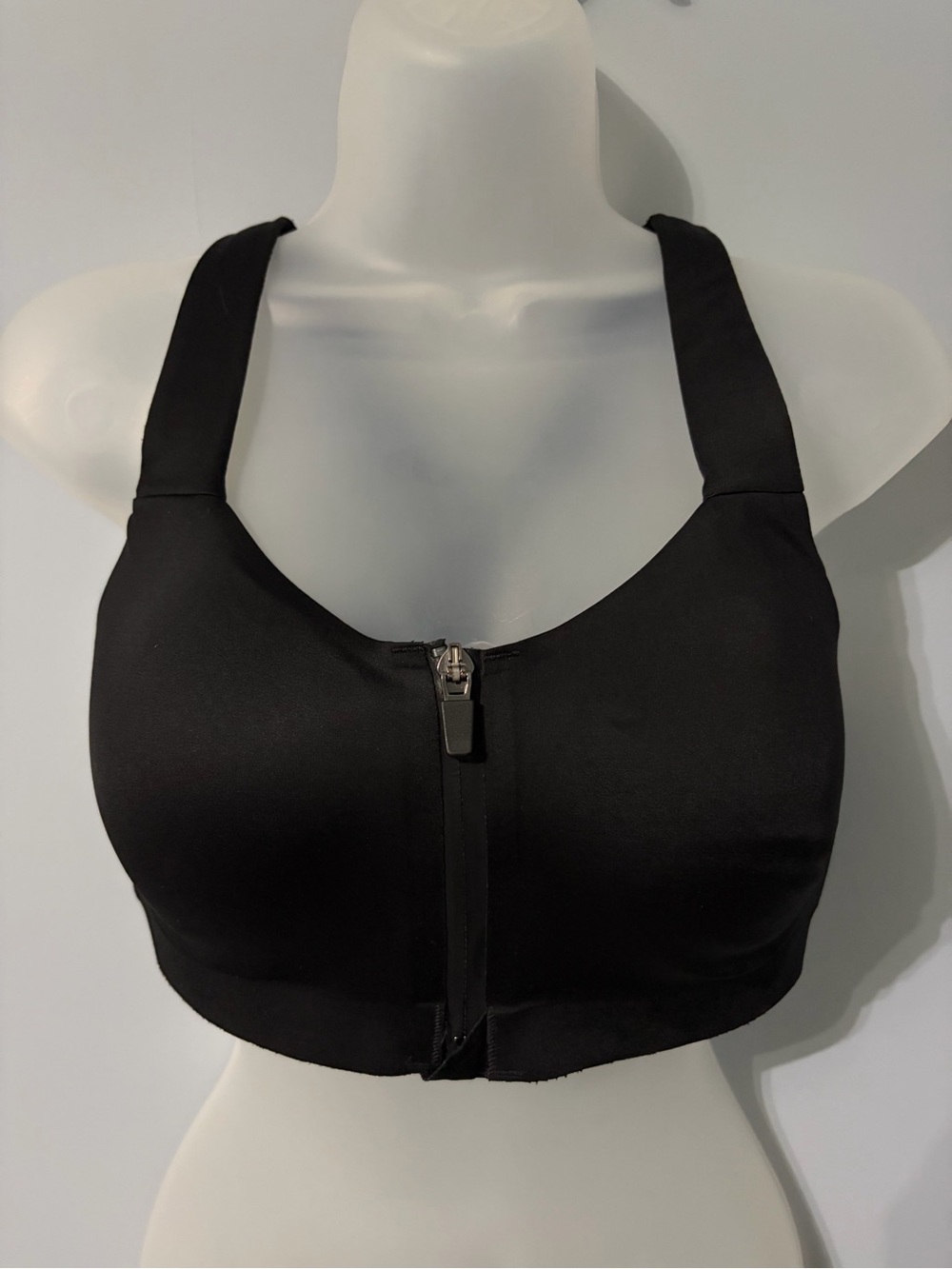 Victoria's Secret Black Front-Zip Padded Sports Bra